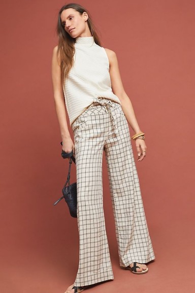 Anthropologie Windowpane Trousers in Black and White | checked pants