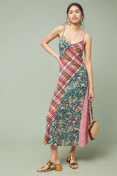 Kachel Elena Silk Slip Dress | mixed print cami frock - flipped