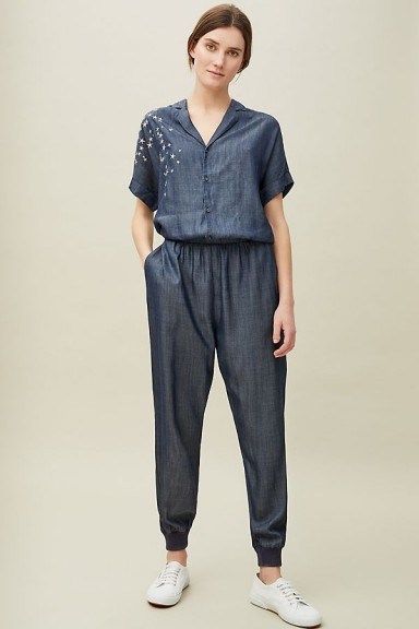 Nooki Deena Star-Embroidered Jumpsuit | blue jumpsuits - flipped