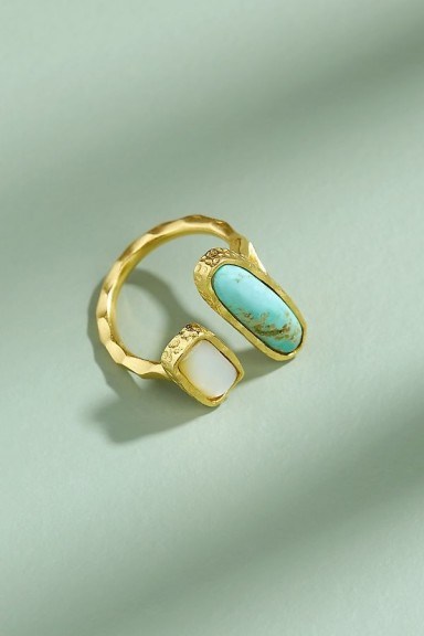 Christina Greene Deco Twin-Stone Ring in Turquoise - flipped