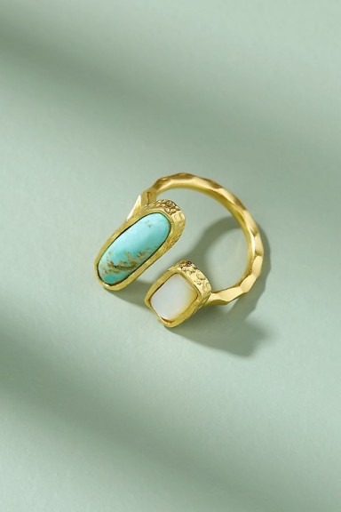 Christina Greene Deco Twin-Stone Ring in Turquoise