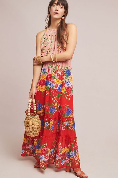 Vineet Bahl Atacama Maxi Dress in red motif ~ floral boho summer clothing