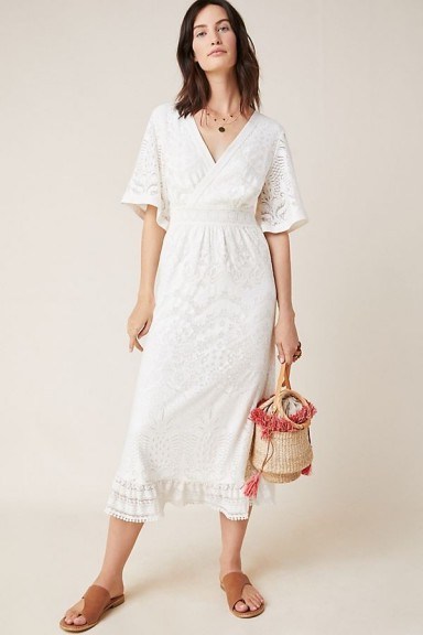 Farm Rio Devore Midi Dress in ivory ~ effortless style for summer - flipped