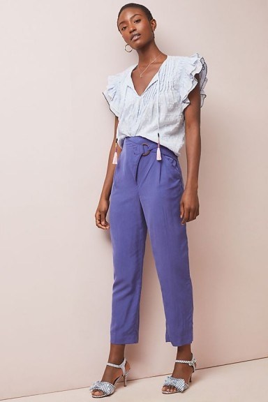 ANTHROPOLOGIE Cupro Wrap Trousers Blue - flipped
