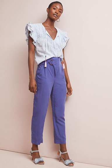ANTHROPOLOGIE Cupro Wrap Trousers Blue