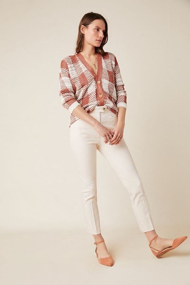 ANTHROPOLOGIE The Essential Slim Trousers Neutral Motif / striped pants - flipped