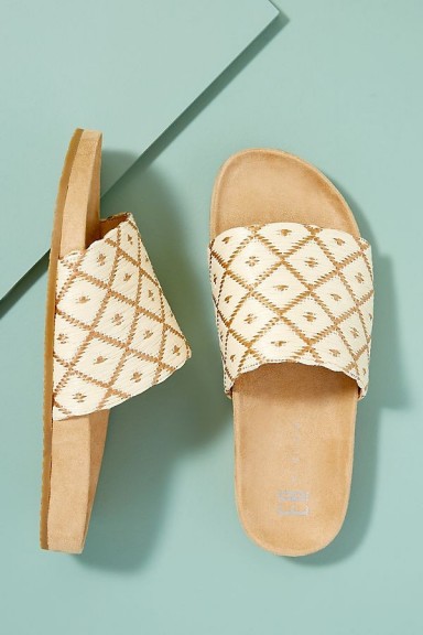 Miista Luciana Raffia-Satin Sandals Cream / stylish slides / summer flats