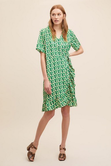 Lolly’s Laundry Amby Wrap Dress in Green Motif | retro prints