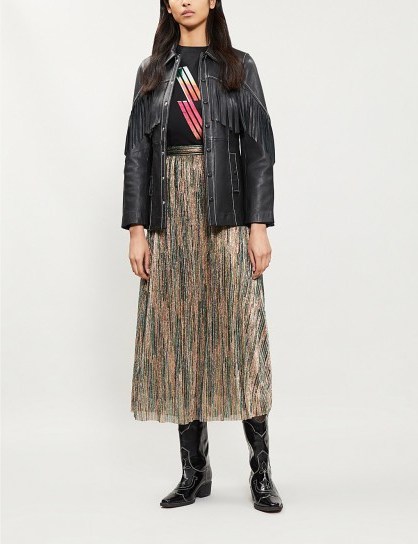 BA&SH Suzon high-rise metallic midi skirt / shimmering skirts - flipped