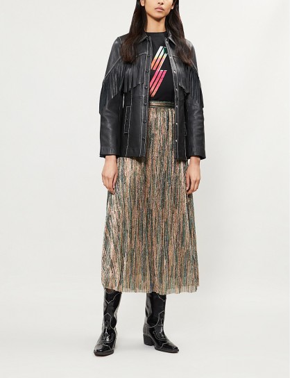 BA&SH Suzon high-rise metallic midi skirt / shimmering skirts