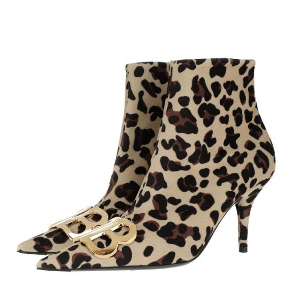 Balenciaga Lion Print Ankle Boots Leather Beige | Fashionette | Just devine - flipped