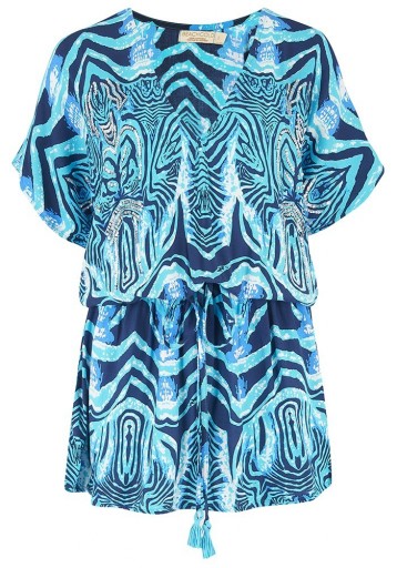 The Dressing Room BEACH GOLD MOJITO MINI DRESS – OCEAN – blue and turquoise print