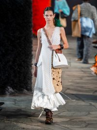 RUNWAY LOEWE Beaded panelled chiffon dress | Matches Fashion