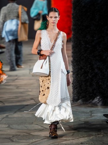 RUNWAY LOEWE Beaded panelled chiffon dress | Matches Fashion - flipped