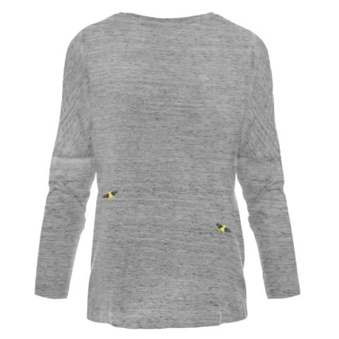 Bee Embroidered Dropped Shoulder T-Shirt Grey Women | Wolf & Badger - flipped