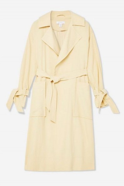 Topshop Belted Duster Jacket in buttermilk | spring tie cuff coats - flipped