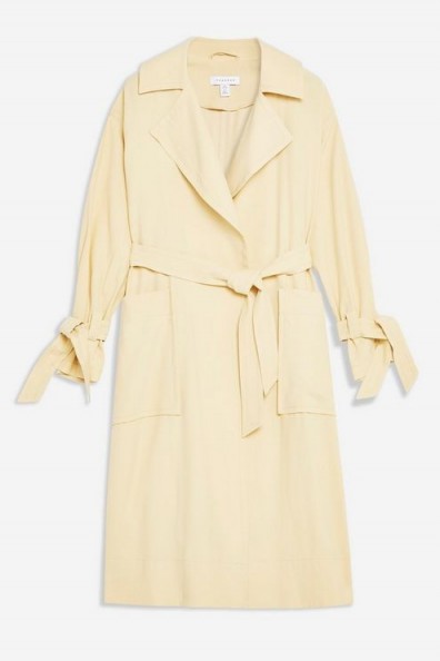 Topshop Belted Duster Jacket in buttermilk | spring tie cuff coats