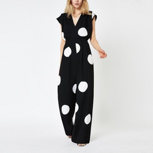 River Island Black spot wide leg jumpsuit | bold prints | monochrome fashion - flipped