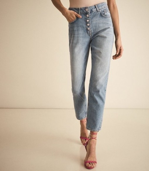 REISS MID RISE CROPPED JEANS BLUE ~ casual and stylish - flipped