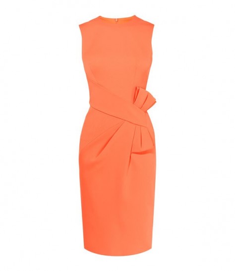 KAREN MILLEN Bow Front Midi Dress in Coral ~ bows on dresses