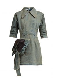 MIU MIU Bow-trim denim mini dress ~ vintage look clothing
