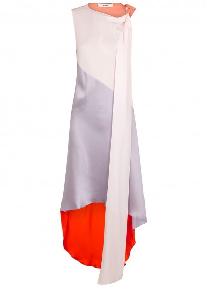 BRØGGER Fie colour-block silk dress ~ asymmetric paneled dresses
