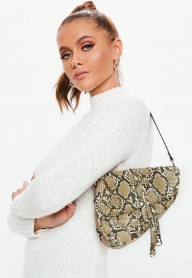 MISSGUIDED brown snake print saddle bag ~ small and stylish shoulder bags