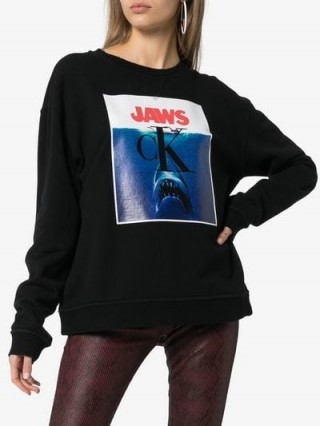 Calvin Klein 205W39nyc Jaws Logo Cotton Sweatshirt in Black / graphic printed sweat top