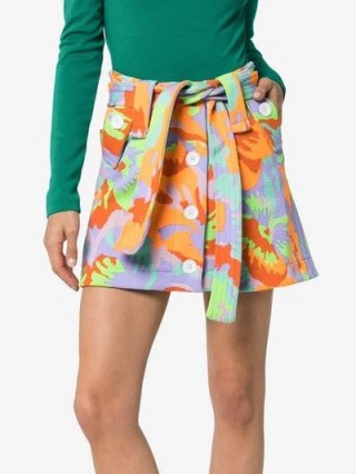 Cap Micheline Belted Skirt / abstract florals