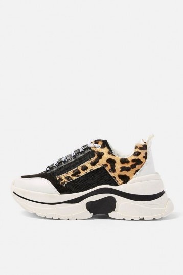 TOPSHOP CELINA Leopard Chunky Trainers / thick sole sneakers - flipped