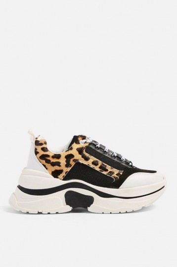 TOPSHOP CELINA Leopard Chunky Trainers / thick sole sneakers