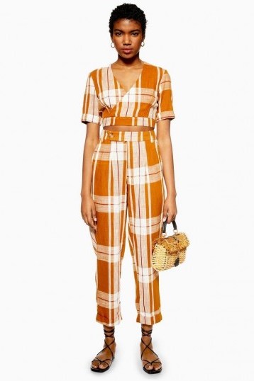 TOPSHOP Check Peg Trousers in Cinnamon - flipped