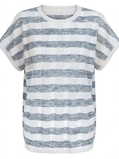 Oliver Bonas Checked Blue Sparkle T-Shirt / textured check tee - flipped