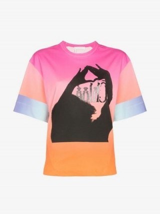Chloé Ombre Logo Cotton T-Shirt in Orange, Pink & Black / bright designer tee - flipped