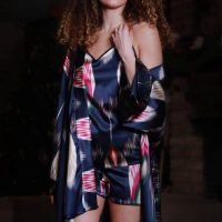Chloe Peacock Navy Silk Cami & Shorts Set by GTNight | Wolf & Badger