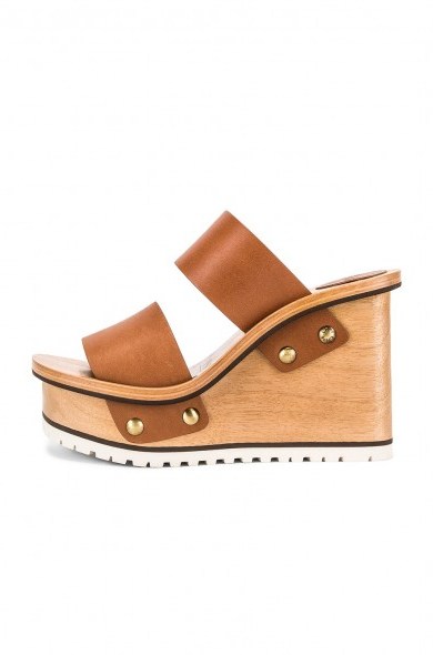 CHLOE Two Strap Wedge in Woody Beige | wedged brown leather mules - flipped