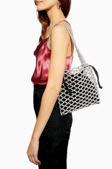 Topshop Cindy Net Tote Bag in Silver | metallic bags - flipped
