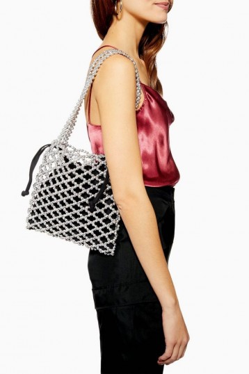 Topshop Cindy Net Tote Bag in Silver | metallic bags