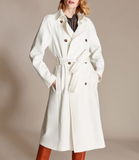 KAREN MILLEN Classic Belted Trench Coat in Ivory ~ essential wardrobe classics - flipped