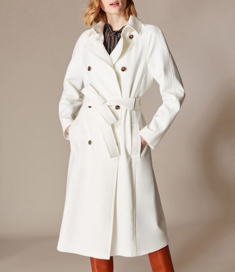 KAREN MILLEN Classic Belted Trench Coat in Ivory ~ essential wardrobe classics