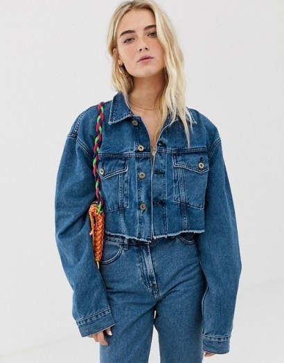 COLLUSION raw hem denim jacket & jeans co-ord – casual blue jackets - flipped