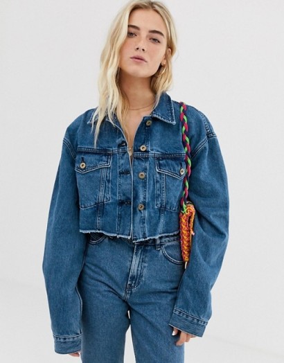 COLLUSION raw hem denim jacket & jeans co-ord – casual blue jackets