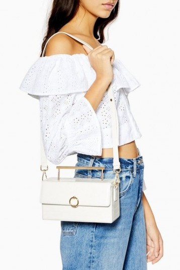TOPSHOP Coro Boxy Grab Bag in White / stylish croc shoulder bags - flipped