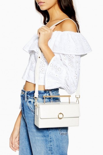 TOPSHOP Coro Boxy Grab Bag in White / stylish croc shoulder bags