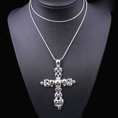 Crystal skull design cross – Tutu’s Jewellery - flipped