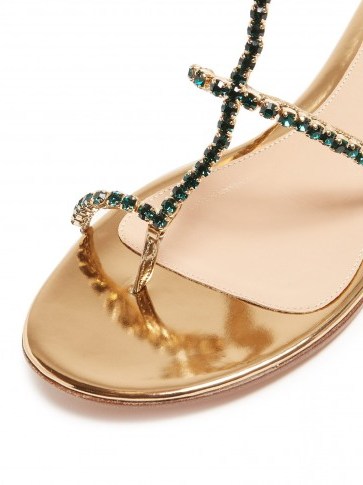 GIANVITO ROSSI Crystal-embellished leather sandals in gold ~ small details / big impact - flipped