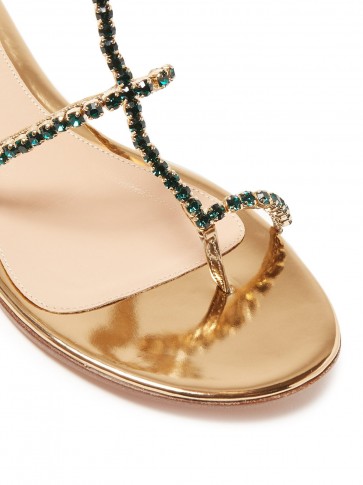 GIANVITO ROSSI Crystal-embellished leather sandals in gold ~ small details / big impact