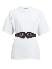 CHRISTOPHER KANE C-string belted cotton T-shirt white ~ classic tee with a stylish update