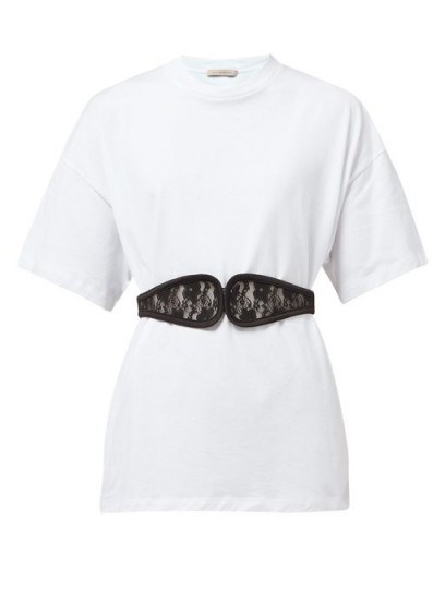 CHRISTOPHER KANE C-string belted cotton T-shirt white ~ classic tee with a stylish update - flipped