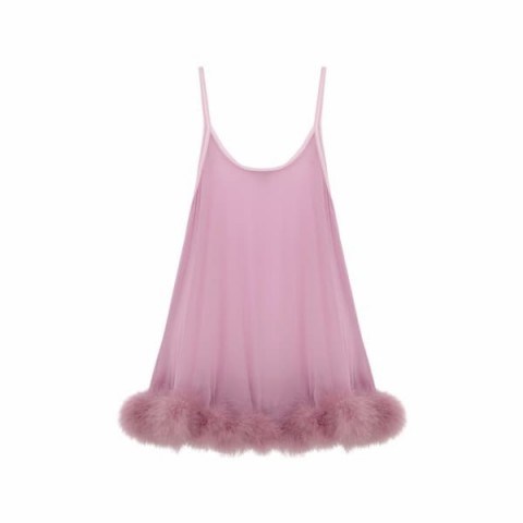 Diana Babydoll by Gilda & Pearl | Wolf & Badger | A full, sheer babydoll trimmed with fluffy marabou - flipped